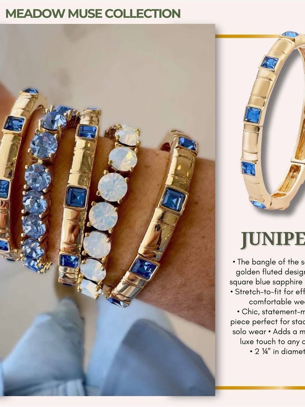 Park Lane Juniper Gold Bangle with Blue Stones
